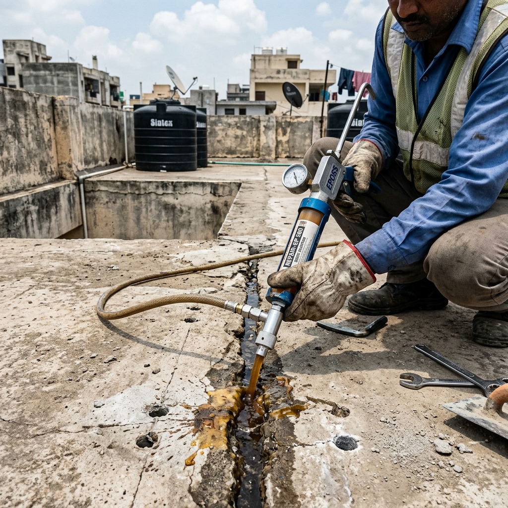 Structural concrete floor joints and slab seams seeping moisture